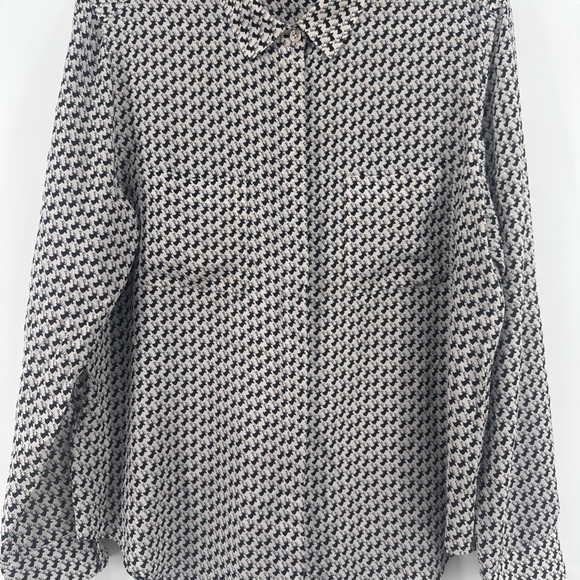 Ann Taylor Tops - Ann Taylor Black and White deer motif 100% silk Blouse